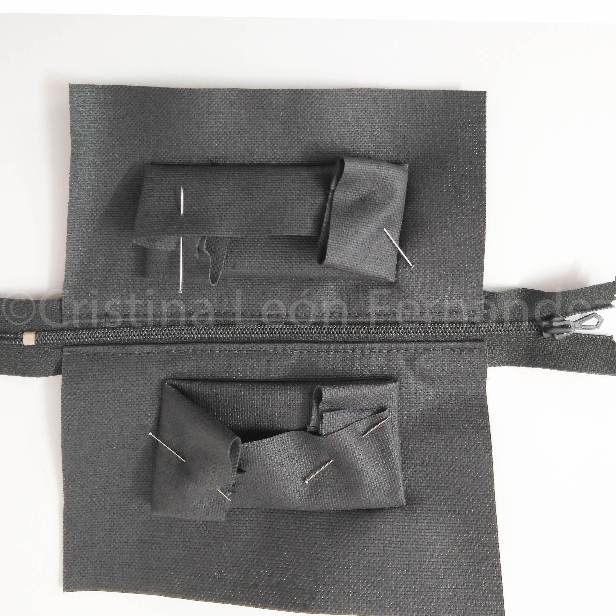 Tutorial cartera, plegar y sujetar con alfileres
