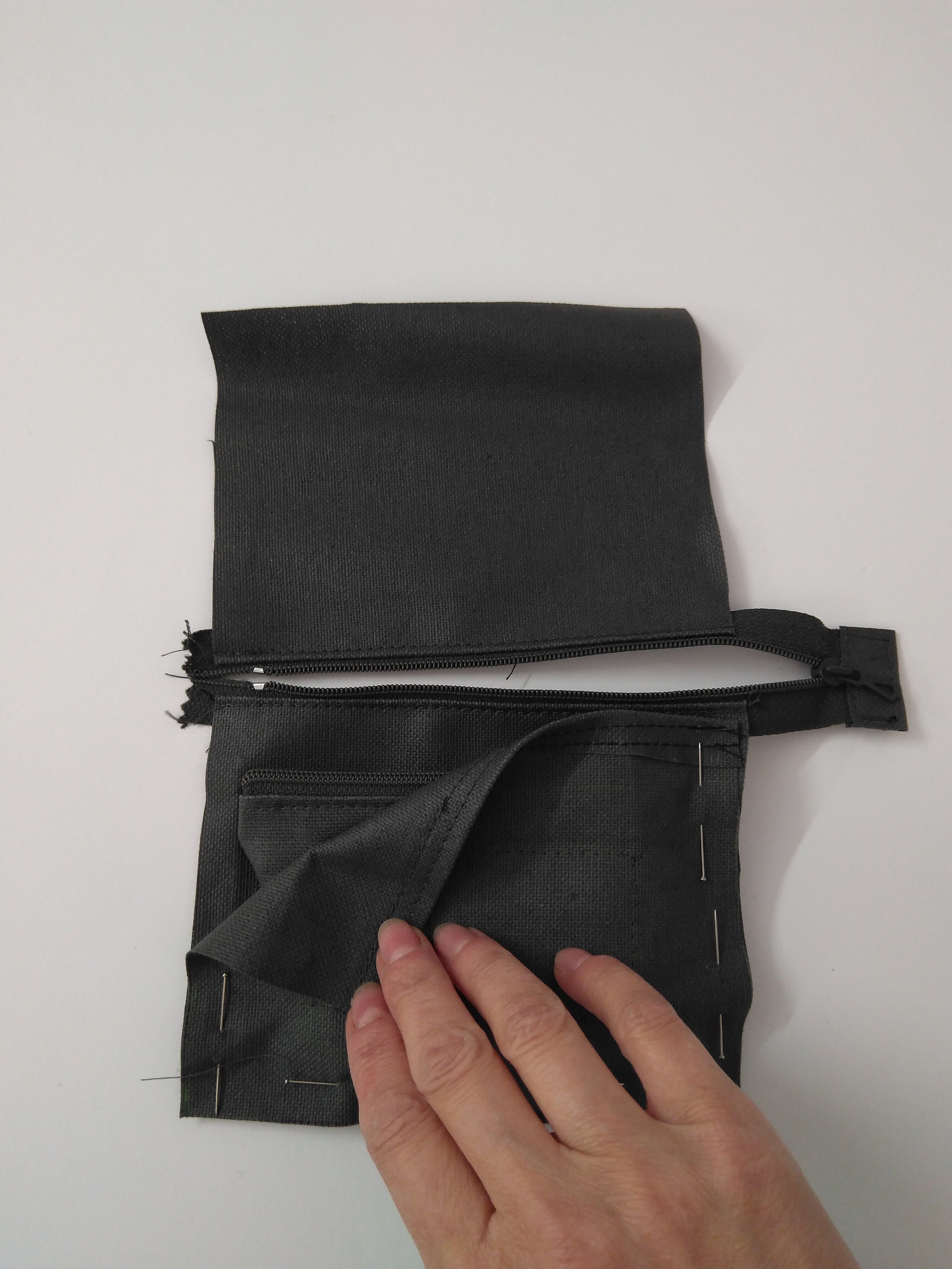 Tutorial cartera, detalle de como coser exterior e interior